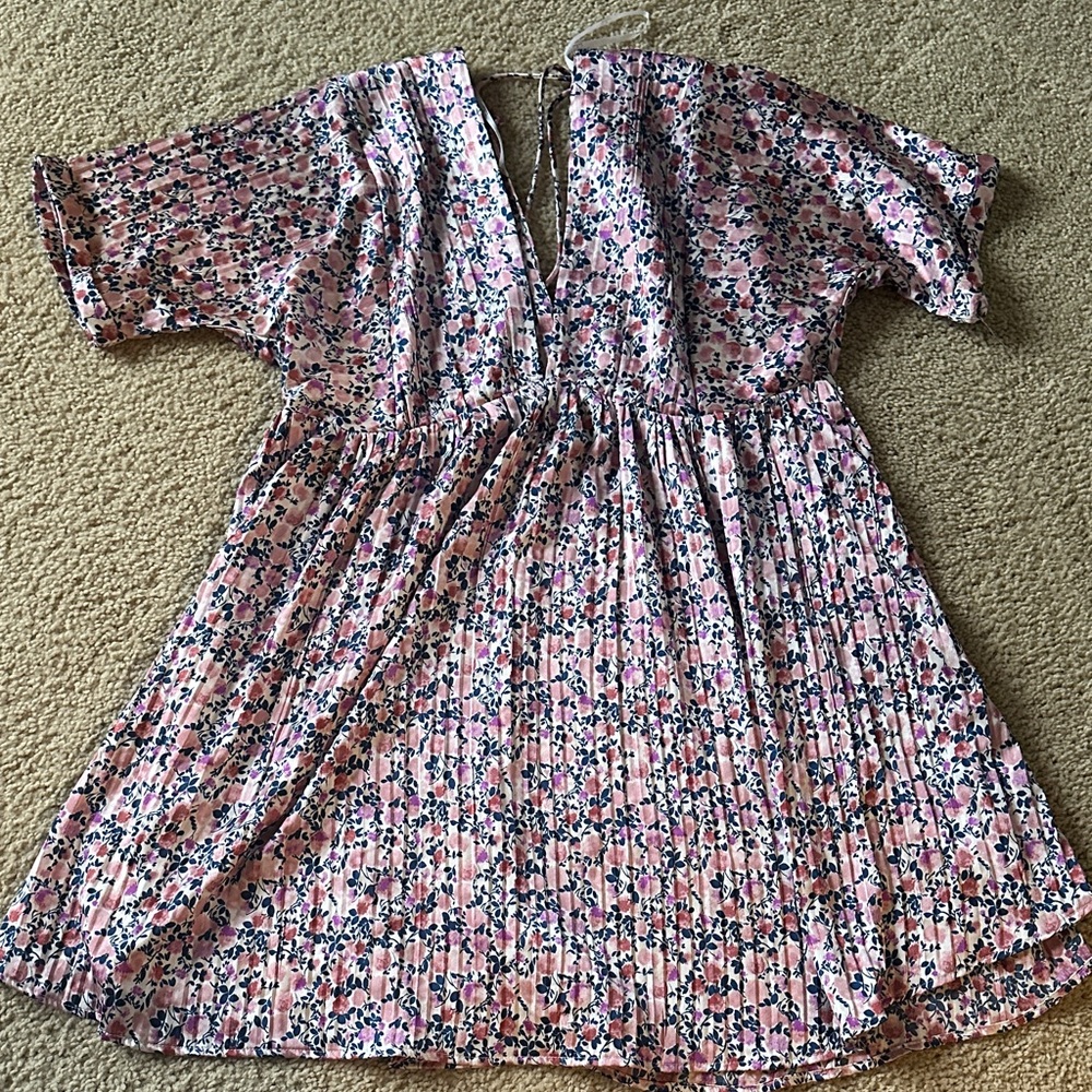 Floral Pink Dress with V-Neck lulus